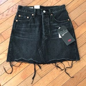 LEVIS NEW Womens Black Deconstructed Denim Skirt 2